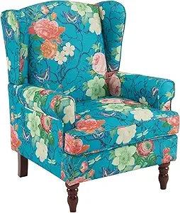 Floral Accent Chair with High Back Upholstered Armchair