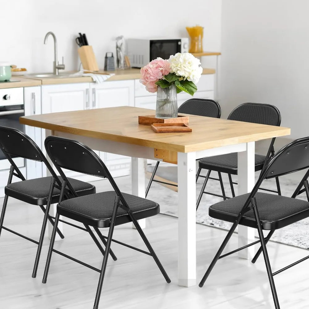 Folding Chairs Set of 10 with Padded Seats and Metal Frame