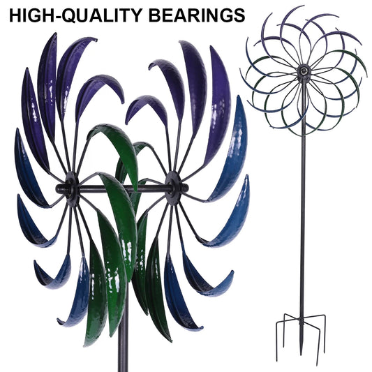 Double-Layer Metal Windmill Ornament for Garden Decoration