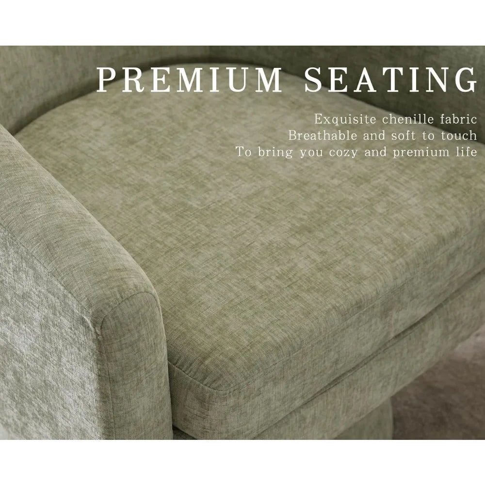Green Swivel Accent Chairs Set of 2 Cozy Upholstered Design