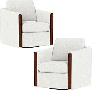 Light Grey Swivel Accent Chair Set of 2 Mid Century Modern