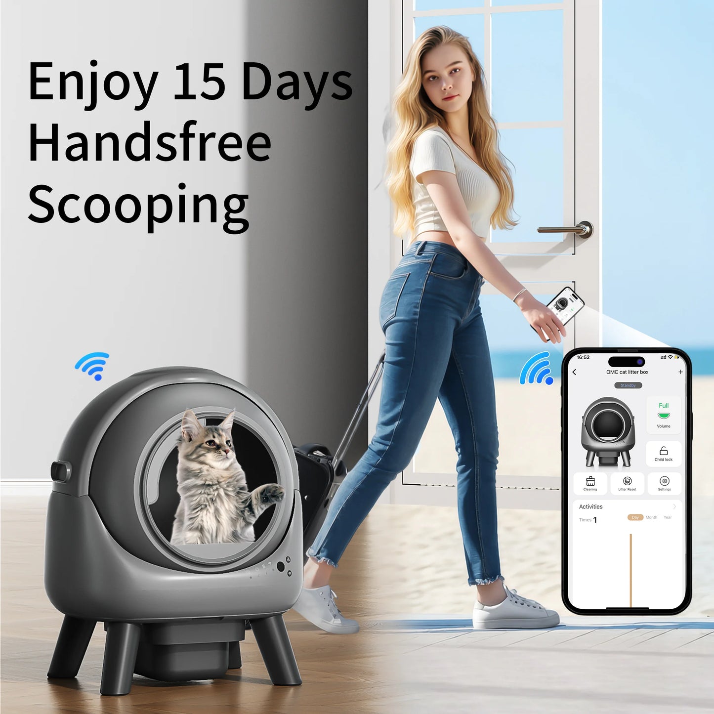Self Cleaning Automatic Litter Box for Multiple Cats with APP