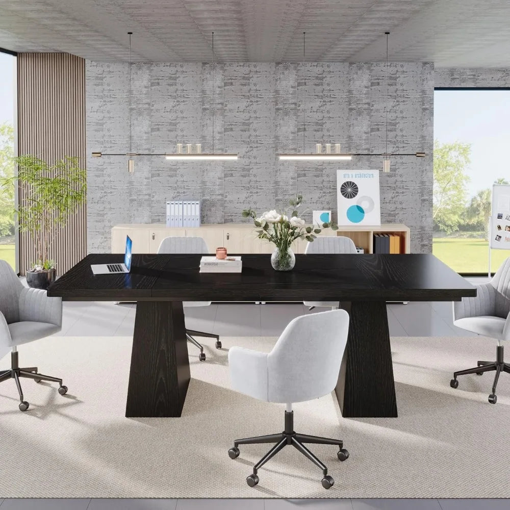 Modern 63 Inch Black Dining Table for 4 to 6 People
