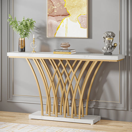 Tribesigns 59 Inch Gold Console Table Modern Entryway Furniture