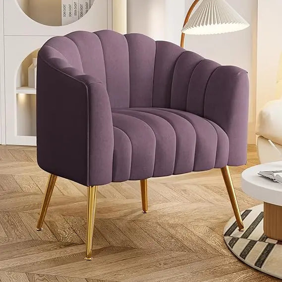 Oversized Pumpkin Couch Accent Chair in Comfy Velvet Beige