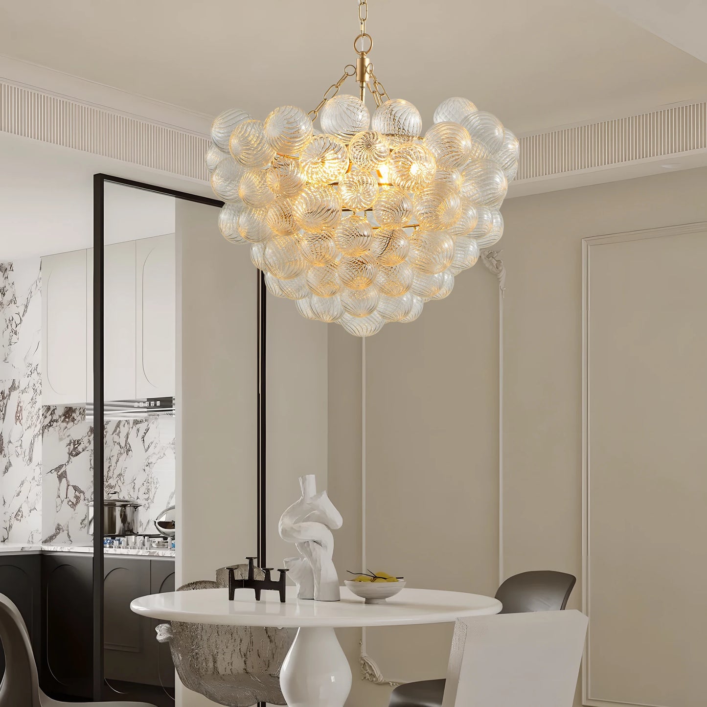 23.6 Inch Gold Pendant Light Chandelier with Clear Glass Shade