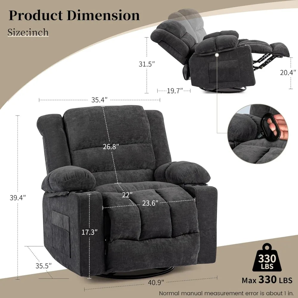 Modern Ergonomic Recliner Chair with 360 Degree Swivel Feature