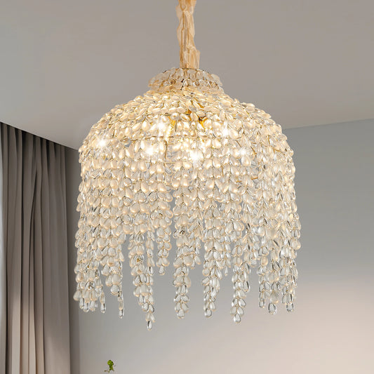 Elegant 16 Inch 5-Light Crystal Pendant Chandelier in Gold Finish