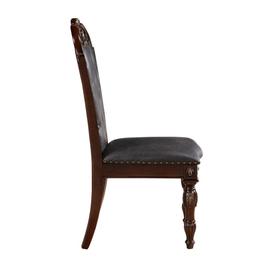 Elegant Button Tufted Faux Leather Dining Chairs Set of 2