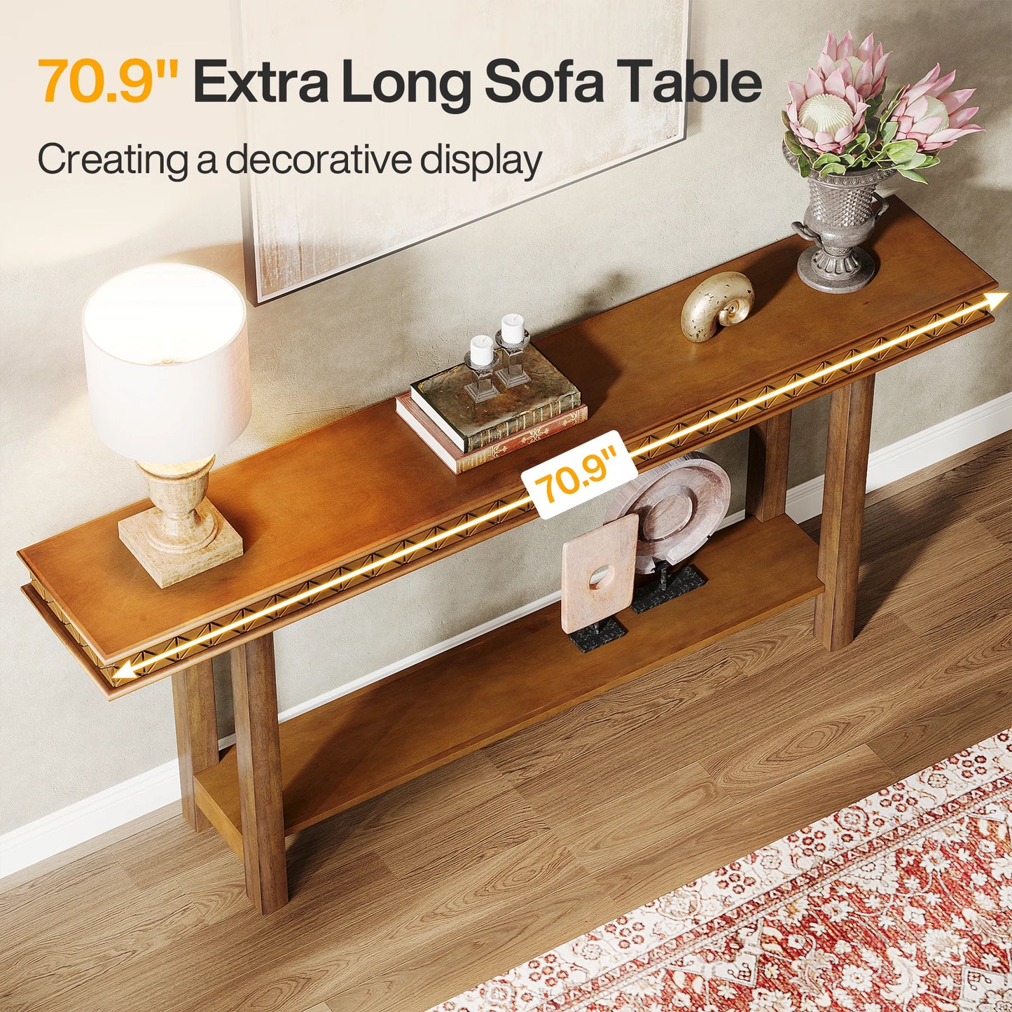 Tribesigns 70.9 Inch Extra Long Console Table with Storage