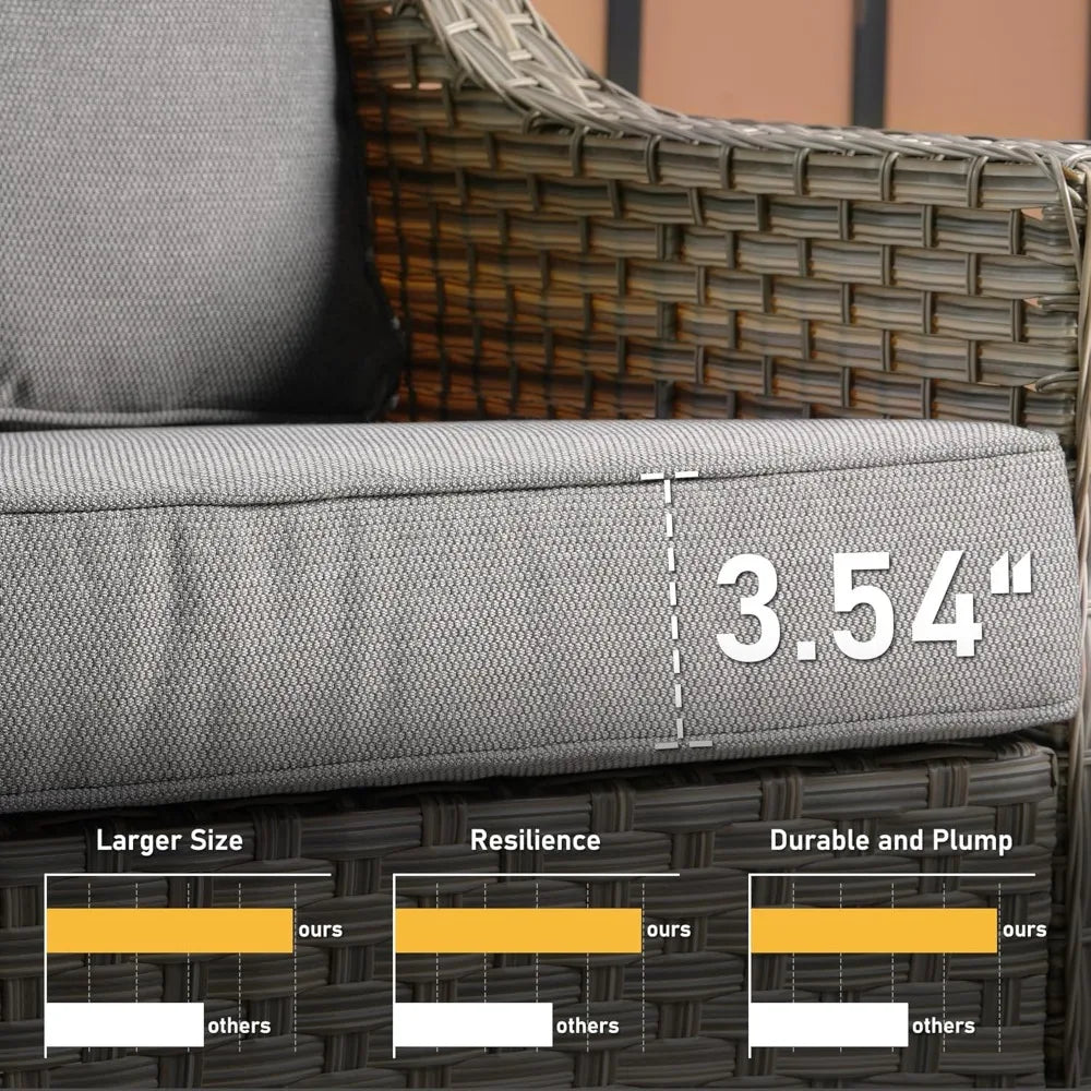 All Weather Wicker 5 Piece Outdoor Sofa Set with Swivel Rockers