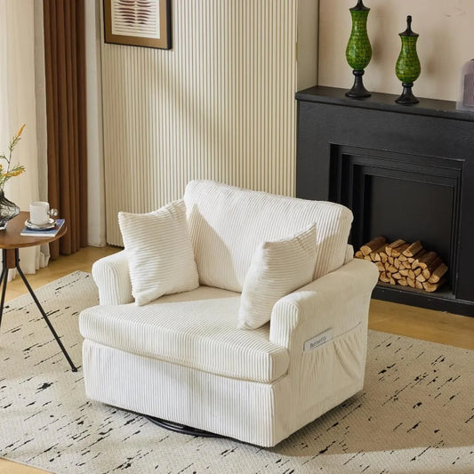 VINGL 39.2 Inch Wide Oversized 360 Degree Swivel Accent Chair