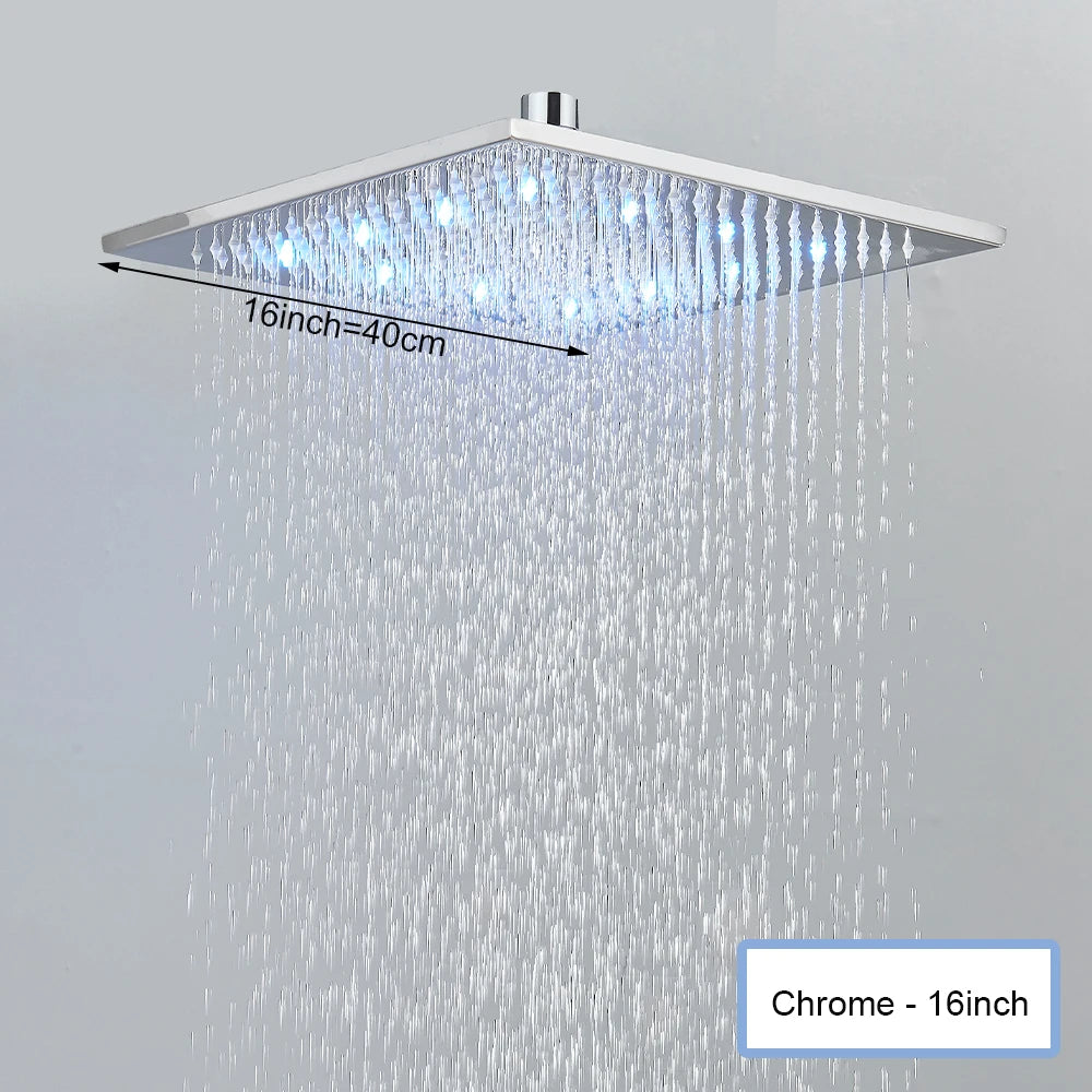 Black Intelligent Remote Control Rainfall Shower Head System