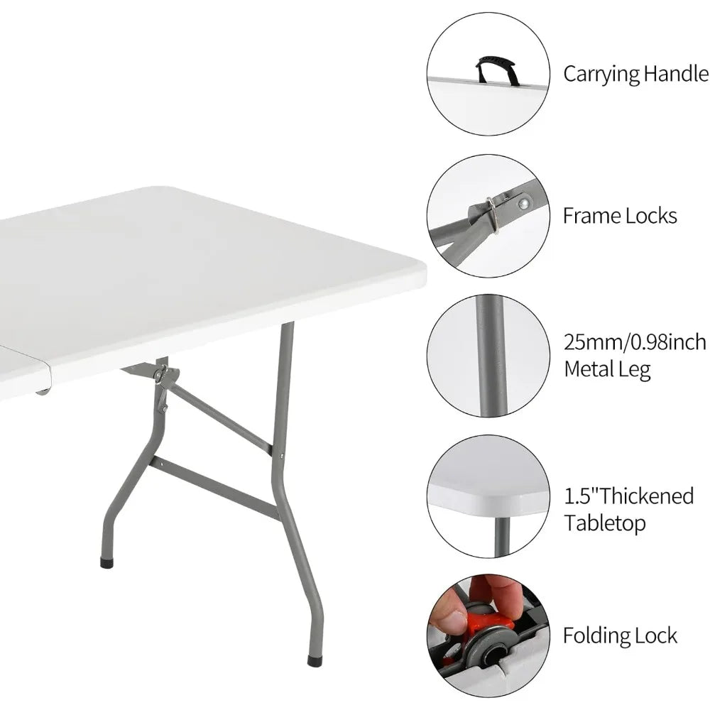 6 Feet Plastic Folding Table for Indoor and Outdoor Use