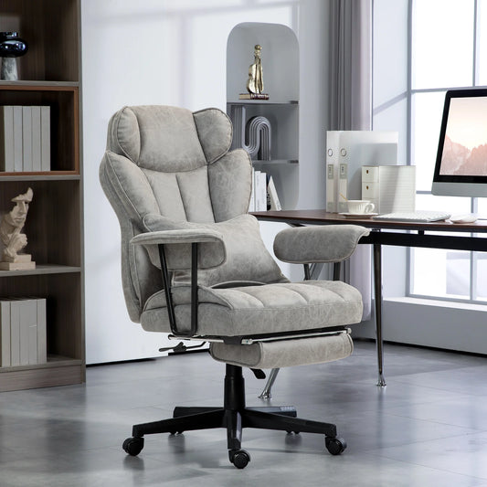 Homcom 400Lbs Big And Tall Office Chair With Foot Rest Gray