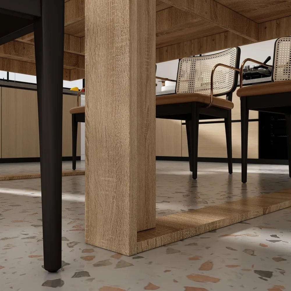 Modern 86.6 Inch Wooden Dining Table for 8-10 People