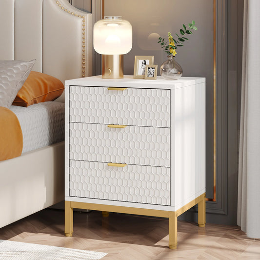 Tribesigns Modern Nightstand with 3 Drawers Stylish Storage Table
