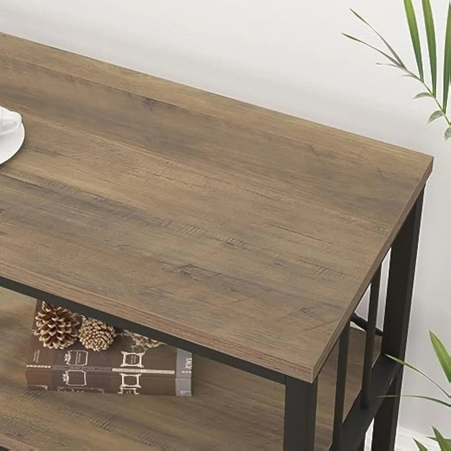 Industrial 3 Tier Rustic Wood and Metal Bookshelf for Home