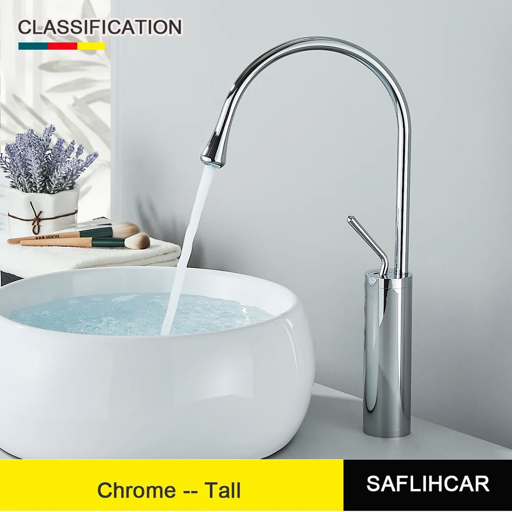 Brushed Gold Basin Faucet Deck Mounted Mixer for Bathroom Sink