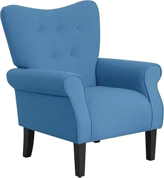 Mid Century Modern Wingback Arm Chair with Wood Legs