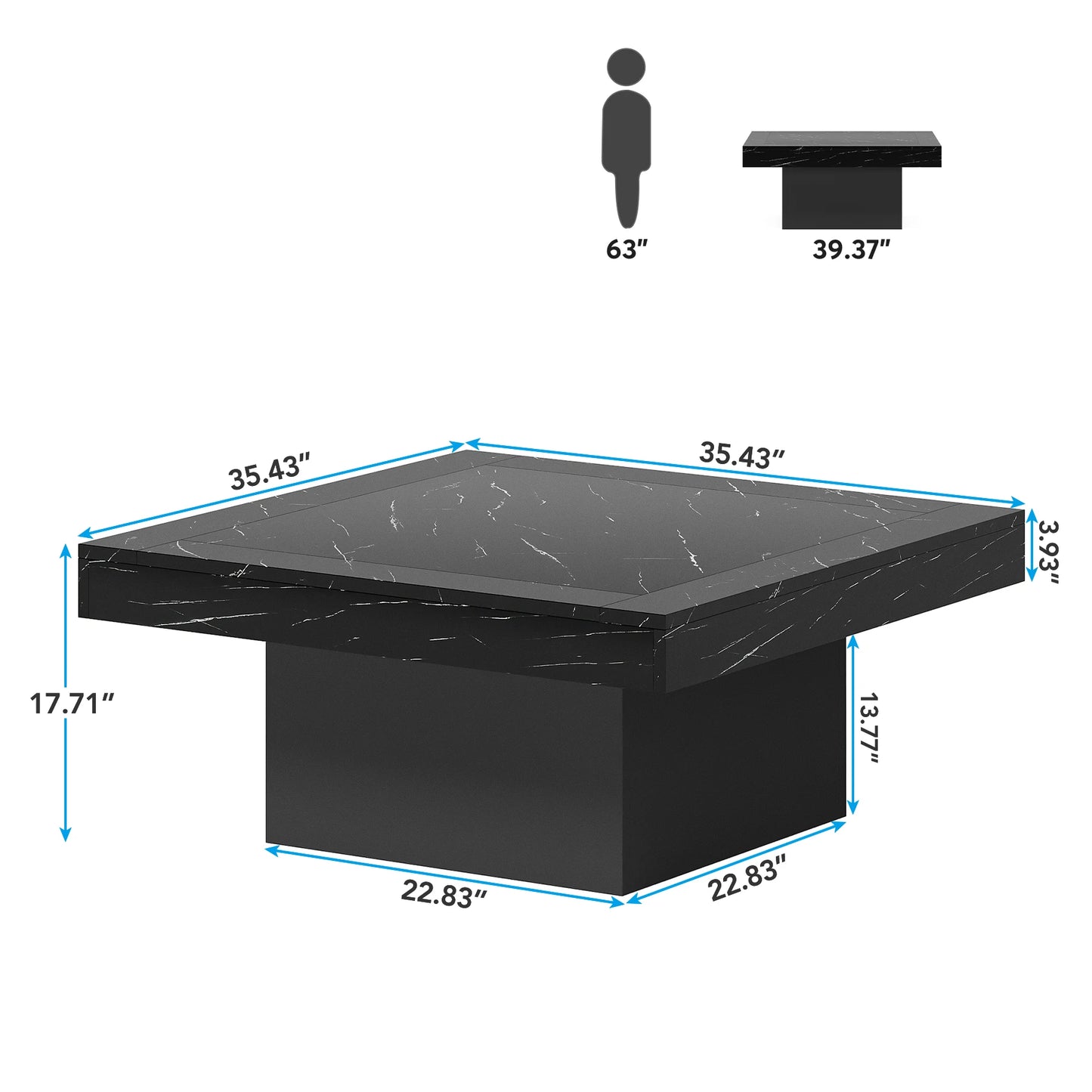 Tribesigns Square LED Coffee Table in Grey and White Finish