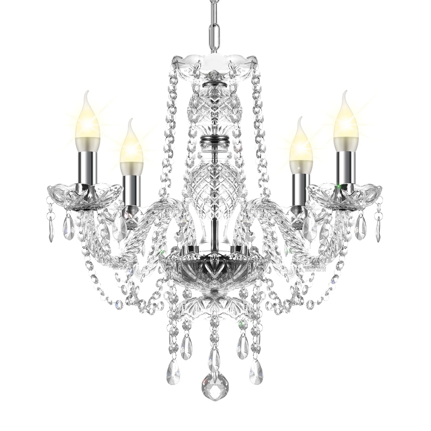 4 Arms Crystal Chandelier Pendant Light in Cognac Gold Finish