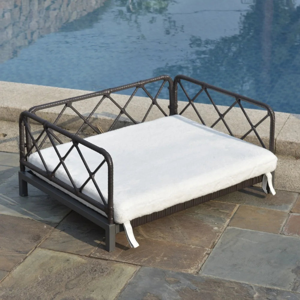 Wicker Pet Bed Rattan Dog Sofa Indoor Outdoor Water Resistant