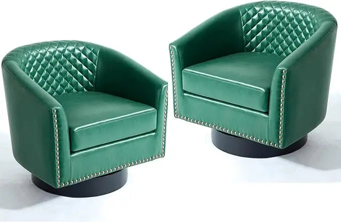 Faux Leather Barrel Accent Chairs Set of 4 Comfy Modern Design