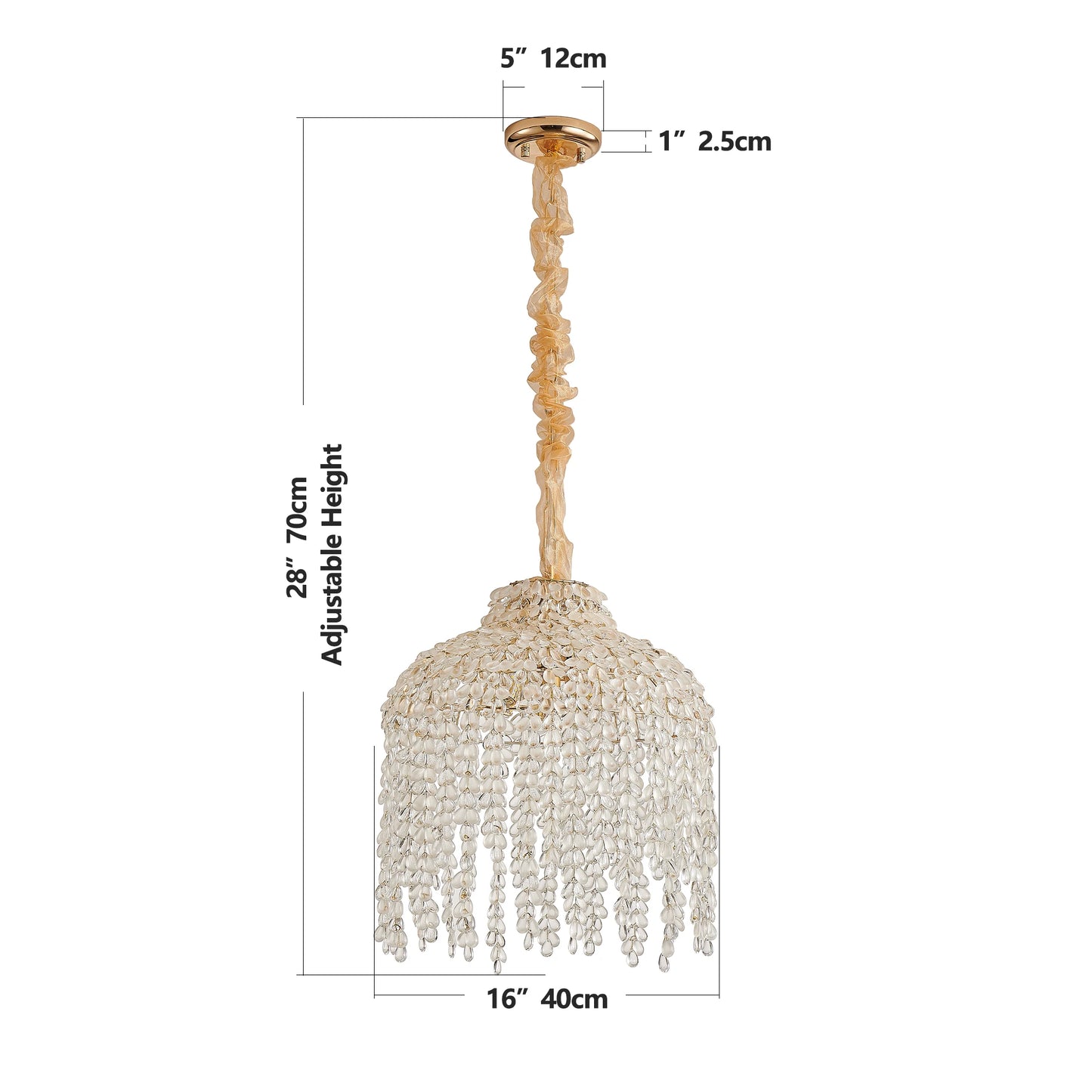 Elegant 16 Inch 5-Light Crystal Pendant Chandelier in Gold Finish