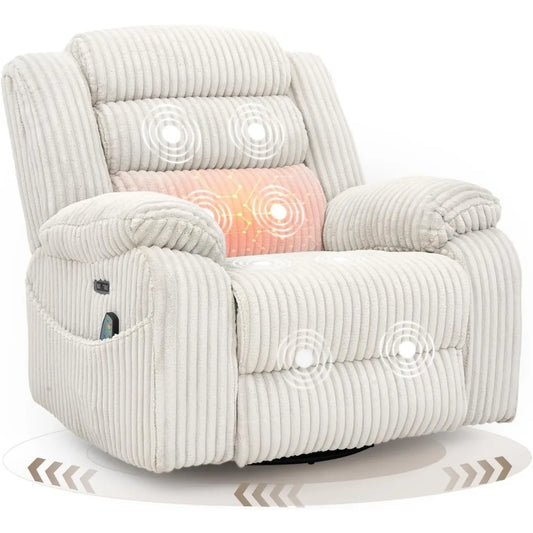 Power Swivel Rocker Recliner Chair with Massage and Heat