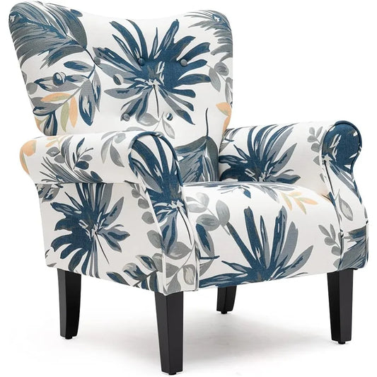 Mid Century Modern Wingback Arm Chair with Wood Legs