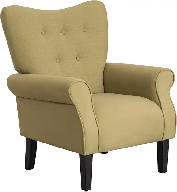 Mid Century Modern Wingback Arm Chair with Wood Legs