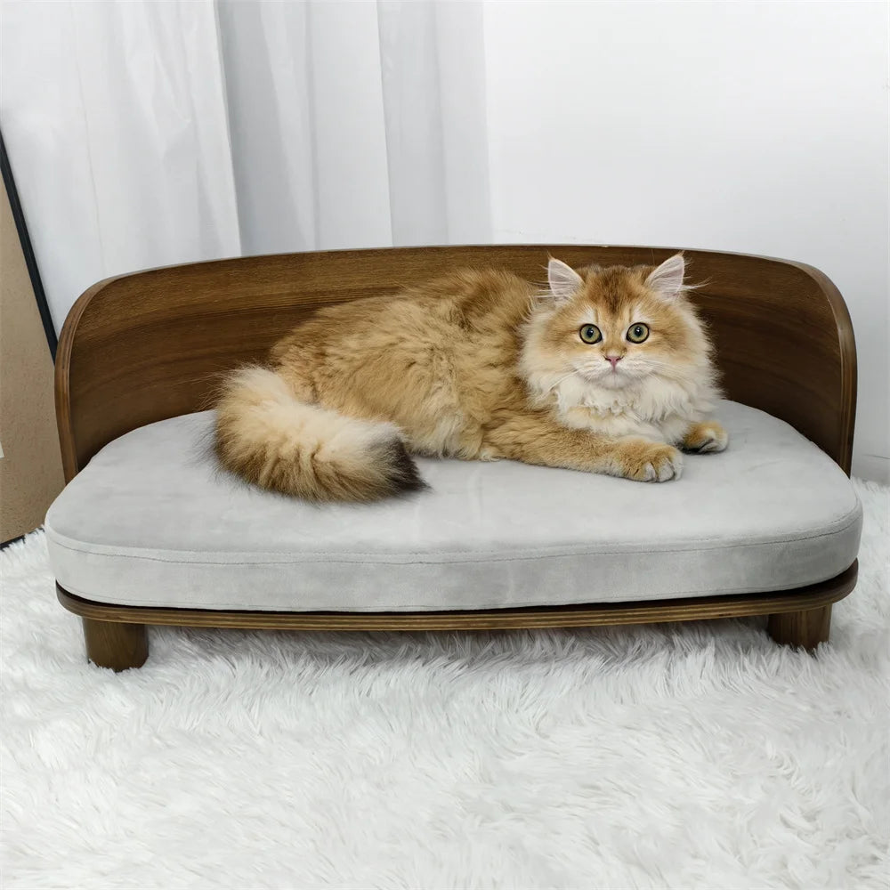 Elevated Dog Bed with Solid Wood Legs and Washable Cover