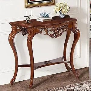 Victorian Half Moon Console Table with Floral Apron and Legs