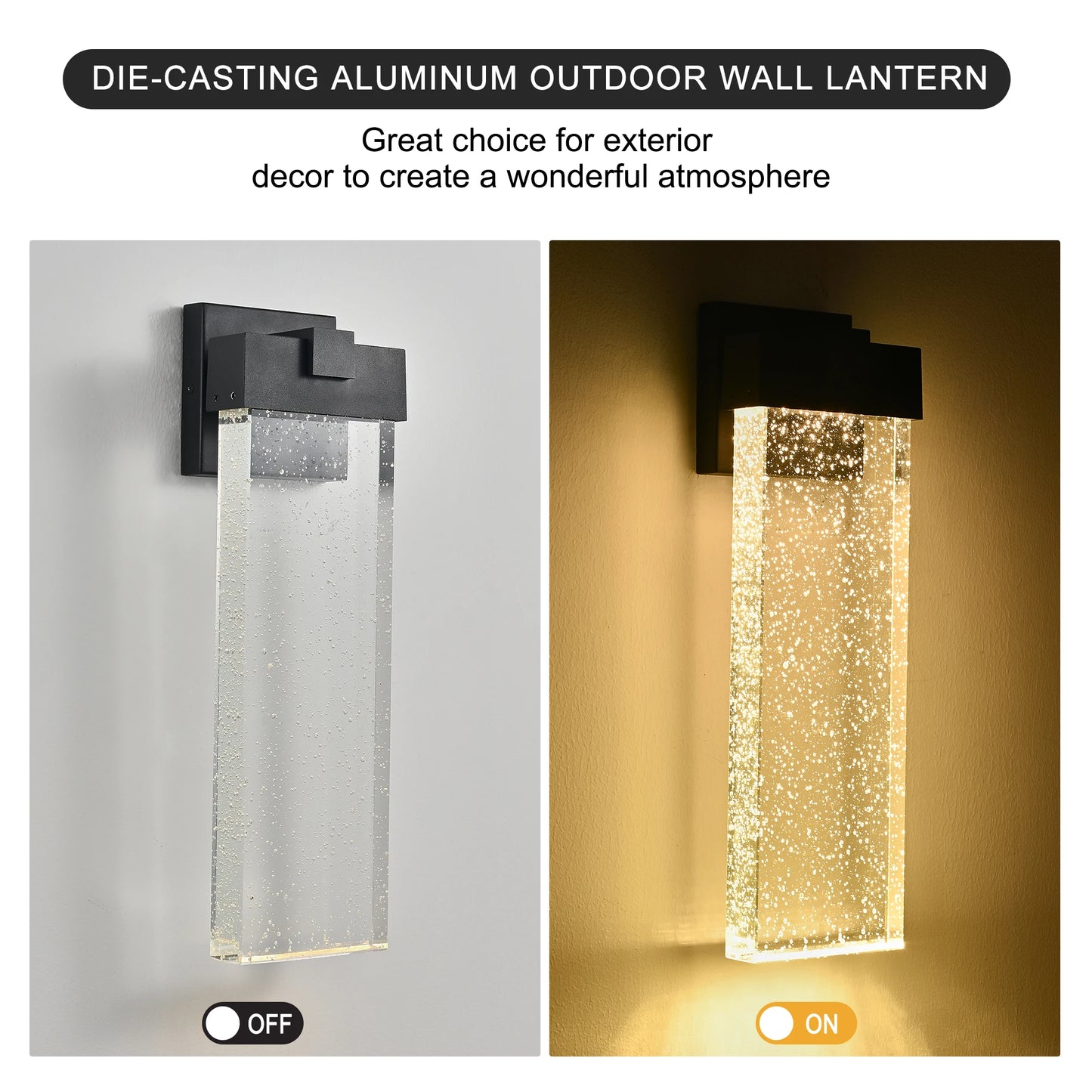 Modern Outdoor LED Wall Light Fixture with Bubble Crystal Finish