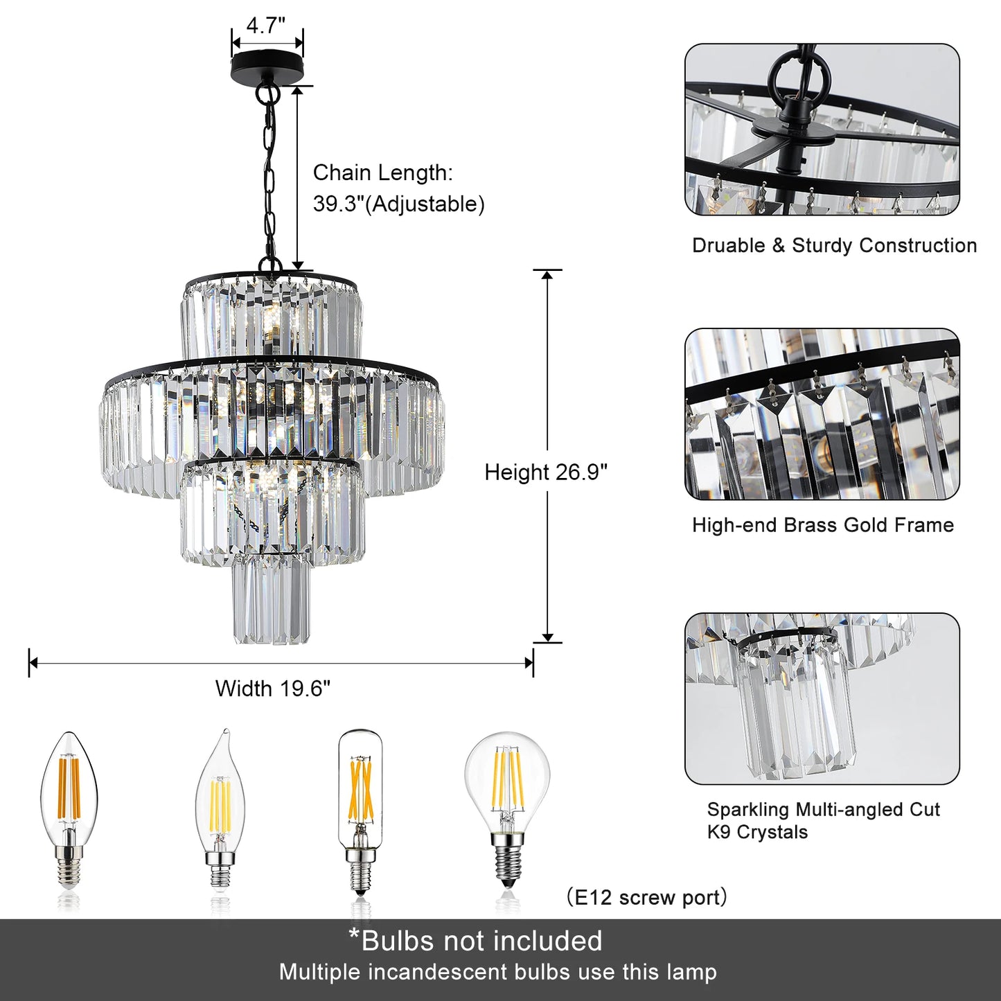 ARLGSITE Luxury Crystal Chandelier Flush Mount Ceiling Light