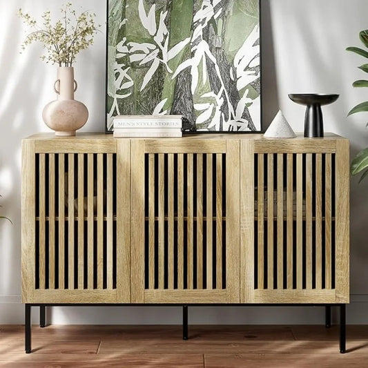 Farmhouse Console Table with Storage and Adjustable Shelves