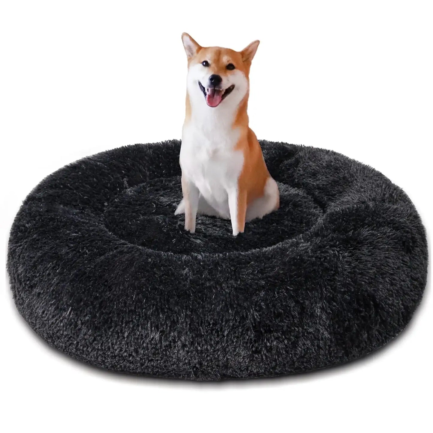 Calming Donut Pet Bed for Large Dogs 36 Inch Pink Rainbow