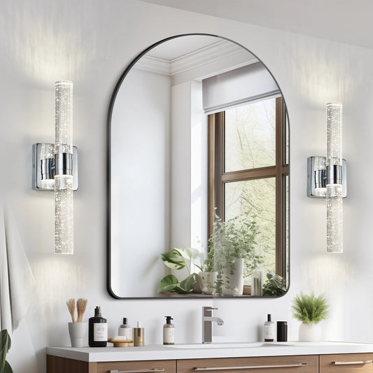 Crystal Wall Lamp 2-Light Modern Chrome Finish with Bubble Design