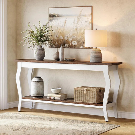 Little Tree Long Console Table with Metal Legs for Living Room