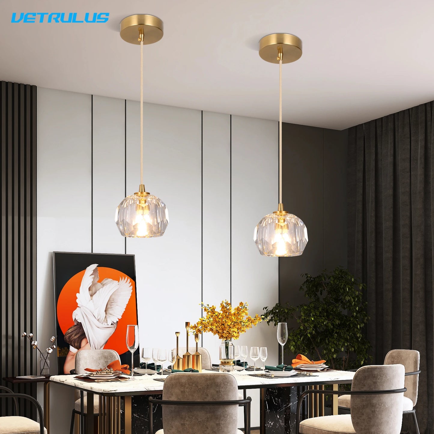 Modern LED Crystal Pendant Light for Kitchen and Bedroom Decor