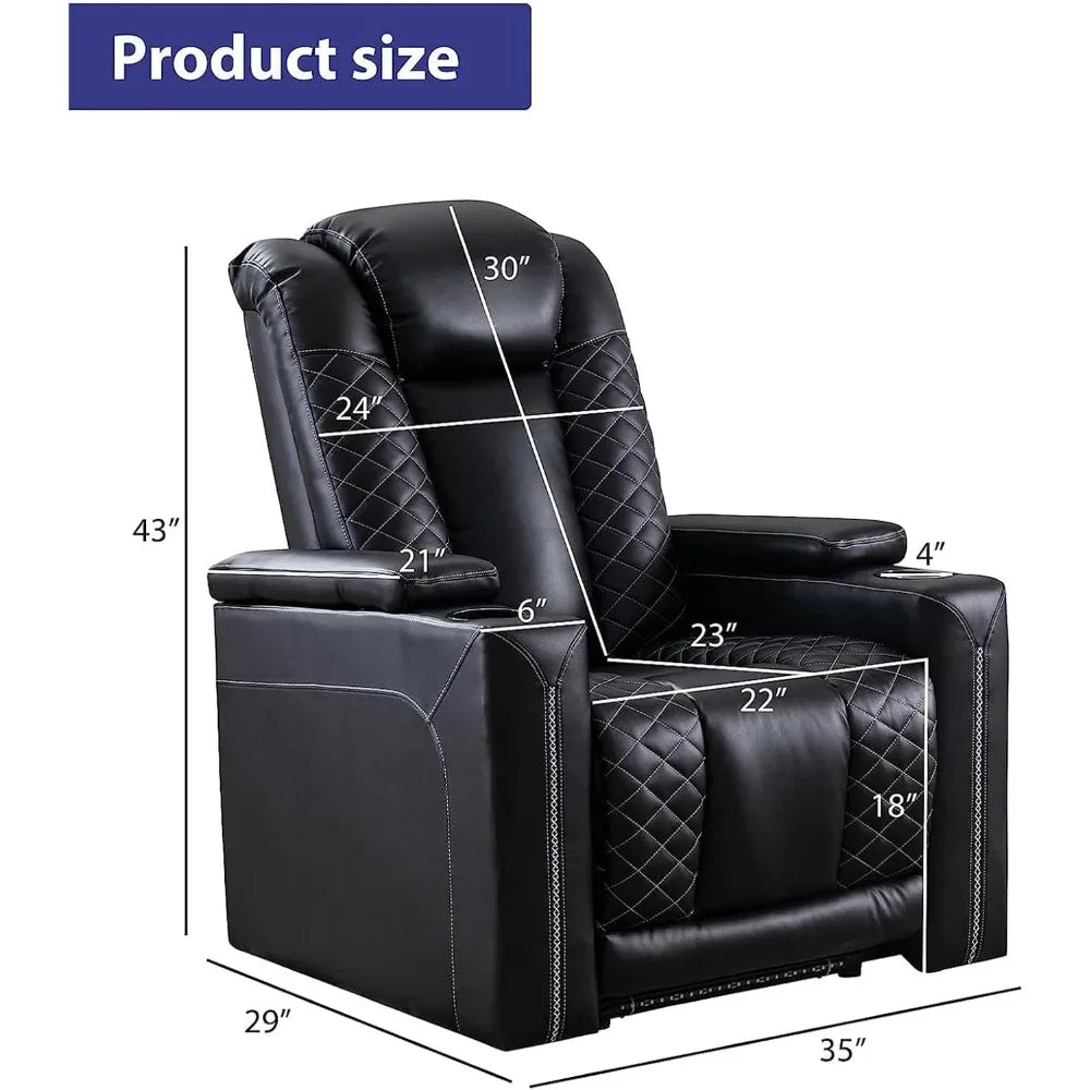 Electric Recliner Chair with USB Ports and Cup Holders