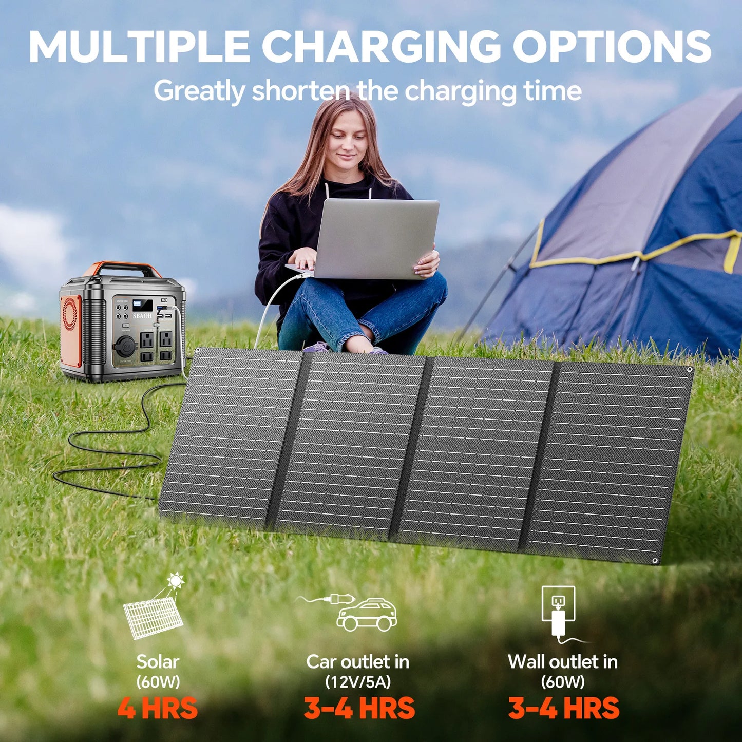 300W Portable Power Station Solar Generator for Camping and Outages
