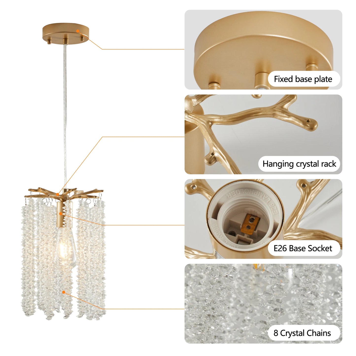Luxury 3-Pack Crystal Pendant Lights with Elegant Golden Finish