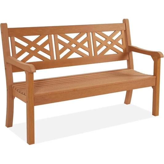 63 Inch All Weather Poly Lumber Outdoor Bench Teak Color