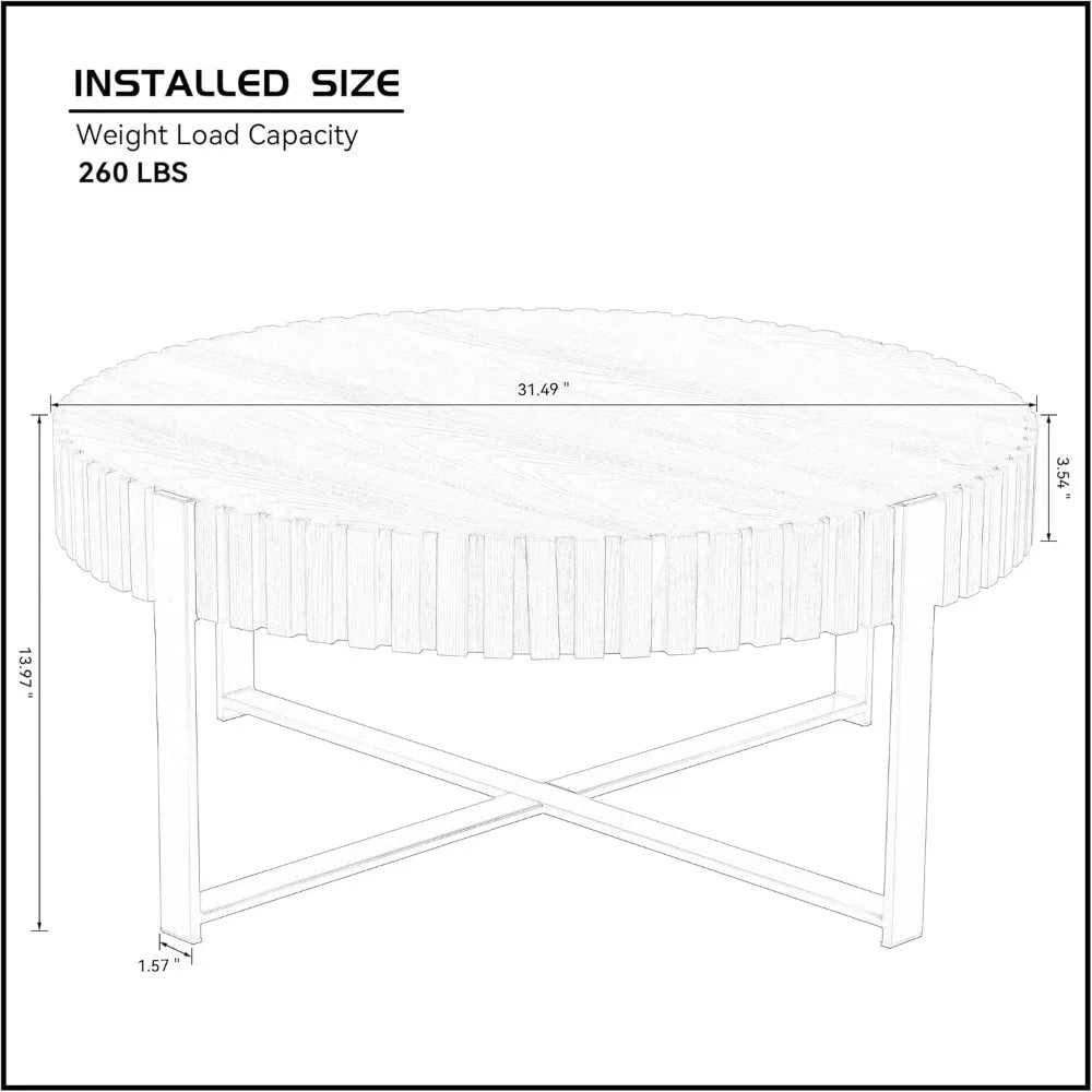 Modern 31.5 Inch Round Wooden Coffee Table for Living Room