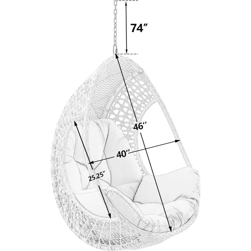 Ulax Furniture Hanging Egg Chair With Beige Cushion For Relaxation