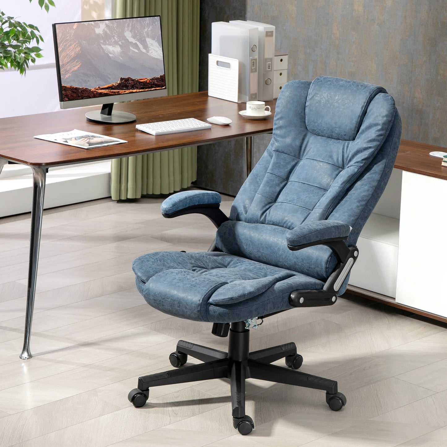 Homcom High Back Vibration Massage Heating Office Chair Black