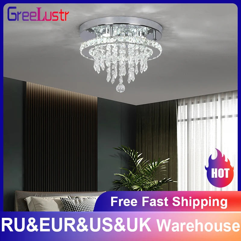 Minimalist Crystal LED Ceiling Lamp for Bedroom and Hallway
