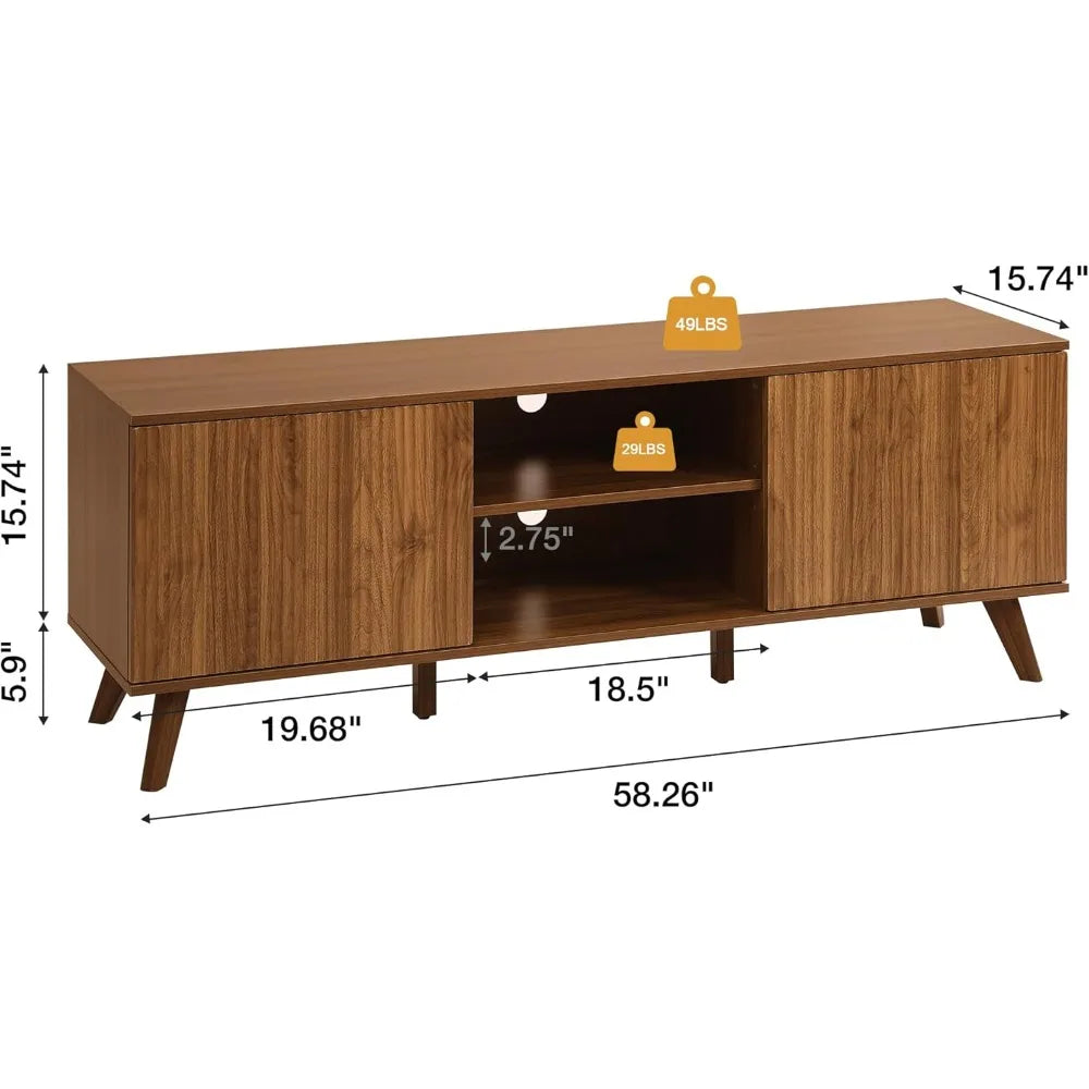 Rustic Walnut TV Stand and Coffee Table Set with Storage